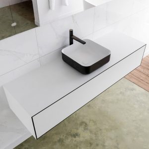 MONDIAZ LAGOM 150 badmeubel solid surface urban 1 lades BINX midden 1 kraangat