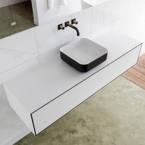 MONDIAZ LAGOM 150 badmeubel solid surface urban 1 lades BINX midden 0 kraangaten