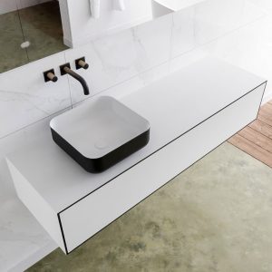 MONDIAZ LAGOM 150 badmeubel solid surface urban 1 lades BINX links 0 kraangaten