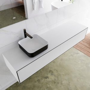 MONDIAZ LAGOM 170 badmeubel solid surface urban 2 lades BINX links 1 kraangat