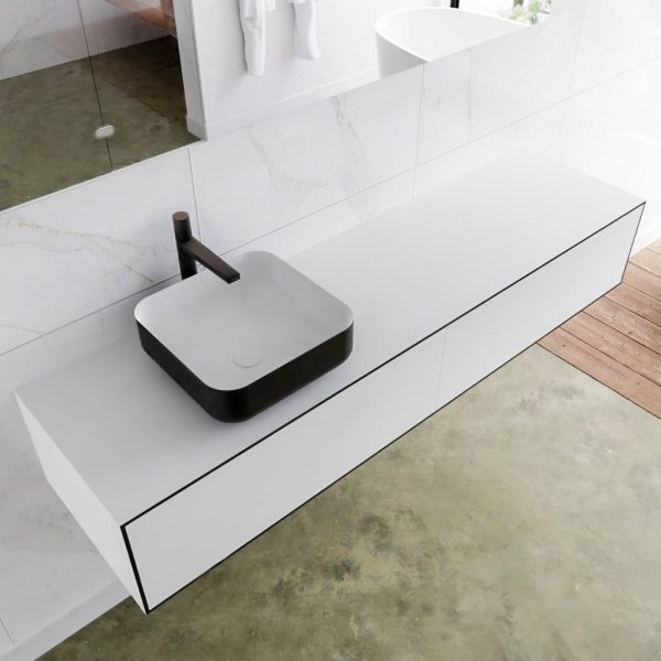 MONDIAZ LAGOM 170 badmeubel solid surface urban 2 lades BINX links 1 kraangat