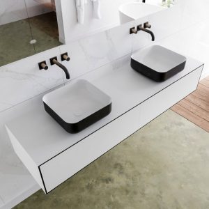 MONDIAZ LAGOM 170 badmeubel solid surface urban 2 lades BINX dubbel 0 kraangaten