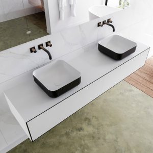 MONDIAZ LAGOM 180 badmeubel solid surface urban 2 lades BINX dubbel 0 kraangaten