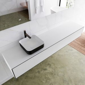 MONDIAZ LAGOM 200 badmeubel solid surface urban 2 lades BINX links 1 kraangat