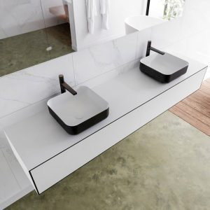 MONDIAZ LAGOM 200 badmeubel solid surface urban 2 lades BINX dubbel 2 kraangaten