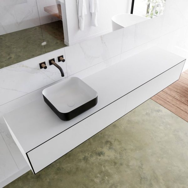 MONDIAZ LAGOM 200 badmeubel solid surface urban 2 lades BINX links 0 kraangaten