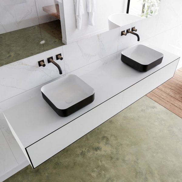 MONDIAZ LAGOM 200 badmeubel solid surface urban 2 lades BINX dubbel 0 kraangaten