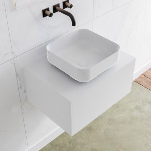 MONDIAZ LAGOM 60 badmeubel solid surface talc 1 lades BINX midden 0 kraangaten