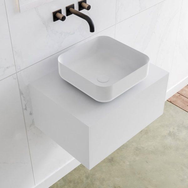 MONDIAZ LAGOM 60 badmeubel solid surface talc 1 lades BINX midden 0 kraangaten