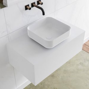 MONDIAZ LAGOM 80 badmeubel solid surface talc 1 lades BINX midden 0 kraangaten