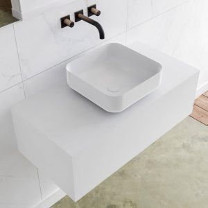 MONDIAZ LAGOM 90 badmeubel solid surface talc 1 lades BINX midden 0 kraangaten