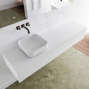 MONDIAZ LAGOM 170 badmeubel solid surface talc 2 lades BINX links 0 kraangaten