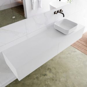 MONDIAZ LAGOM 170 badmeubel solid surface talc 2 lades BINX rechts 0 kraangaten