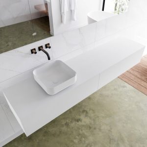 MONDIAZ LAGOM 200 badmeubel solid surface talc 2 lades BINX links 0 kraangaten