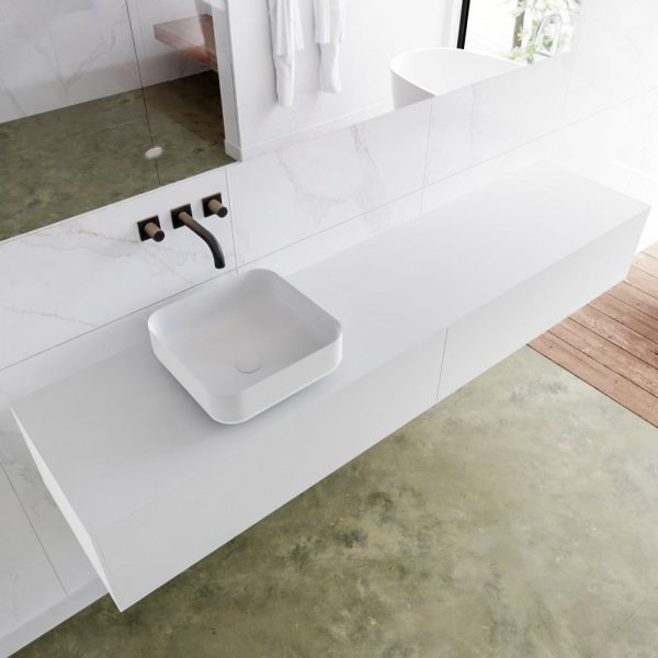 MONDIAZ LAGOM 200 badmeubel solid surface talc 2 lades BINX links 0 kraangaten