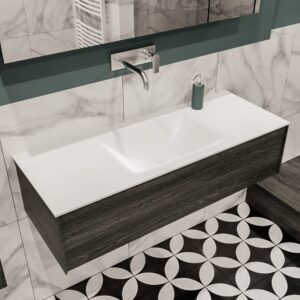 MONDIAZ LUSH 120 badmeubel antracite 1 lade wastafel midden geen kraangat