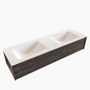 MONDIAZ LUSH 150 badmeubel dark brown 1 lade wastafel dubbel 2 kraangaten