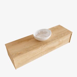 MONDIAZ LUSH 150 badmeubel washed oak 1 lades BARCO midden geen kraangat