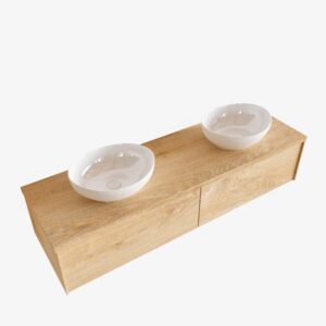 MONDIAZ LUSH 150 badmeubel washed oak 2 lades BARCO dubbel geen kraangat