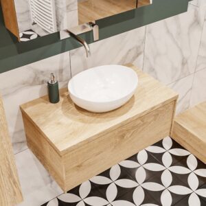 MONDIAZ LUSH 80 badmeubel washed oak 1 lades BARCO midden geen kraangat