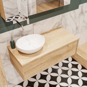 MONDIAZ LUSH 100 badmeubel washed oak 1 lades BARCO links geen kraangat