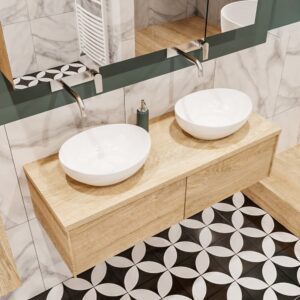 MONDIAZ LUSH 120 badmeubel washed oak 2 lades BARCO dubbel geen kraangat