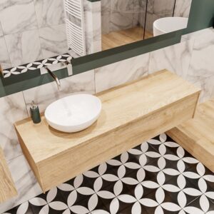 MONDIAZ LUSH 150 badmeubel washed oak 1 lades BARCO links geen kraangat