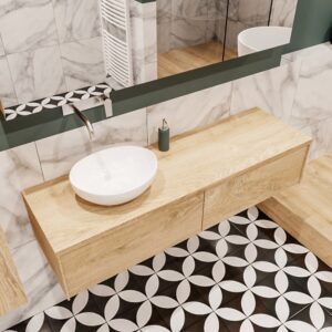 MONDIAZ LUSH 150 badmeubel washed oak 2 lades BARCO links geen kraangat