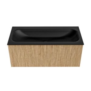 MONDIAZ KURVE 100cm badmeubel kleur Oak met 1 lade en 0 deuren. Wastafel BIG MEDIUM Midden 1 kraangat Urban.