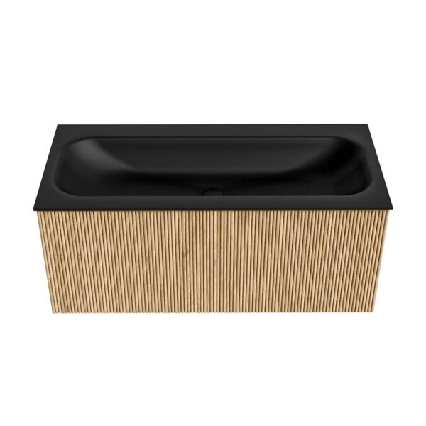 MONDIAZ KURVE 100cm badmeubel kleur Oak met 1 lade en 0 deuren. Wastafel BIG MEDIUM Midden 1 kraangat Urban.