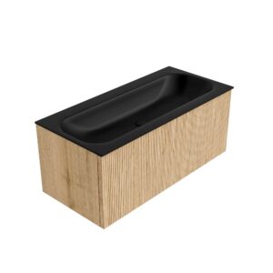 MONDIAZ KURVE 100cm badmeubel kleur Oak met 1 lade en 0 deuren. Wastafel BIG MEDIUM Midden zonder kraangat Urban.
