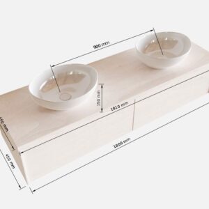 MONDIAZ LUSH 180 badmeubel antracite 2 lades BARCO dubbel 2 kraangaten
