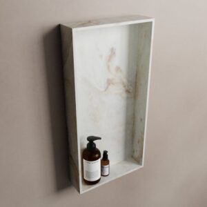 MONDIAZ EASY Nis 59,5x29,5cm in solid surface kleur Frappe. 1 vak geschikt voor in- of opbouw