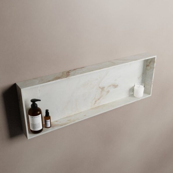 MONDIAZ EASY Nis 89,5x29,5cm in solid surface kleur Frappe. 1 vak geschikt voor in- of opbouw
