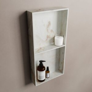 MONDIAZ EASY Nis 59,5x29,5cm in solid surface kleur Frappe. 2 vakken geschikt voor in- of opbouw
