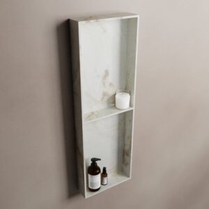 MONDIAZ EASY Nis 59,5x29,5cm in solid surface kleur Frappe. 3 vakken geschikt voor in- of opbouw