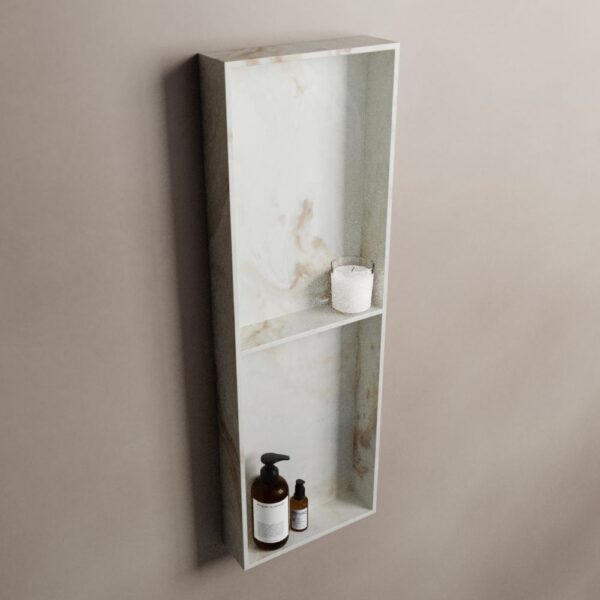 MONDIAZ EASY Nis 59,5x29,5cm in solid surface kleur Frappe. 3 vakken geschikt voor in- of opbouw