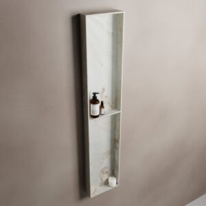 MONDIAZ EASY Nis 89,5x29,5cm in solid surface kleur Frappe. 2 vakken geschikt voor in- of opbouw