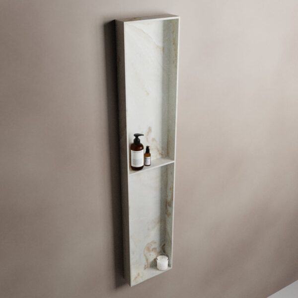MONDIAZ EASY Nis 89,5x29,5cm in solid surface kleur Frappe. 2 vakken geschikt voor in- of opbouw