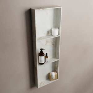 MONDIAZ EASY Nis 89,5x29,5cm in solid surface kleur Frappe. 3 vakken geschikt voor in- of opbouw