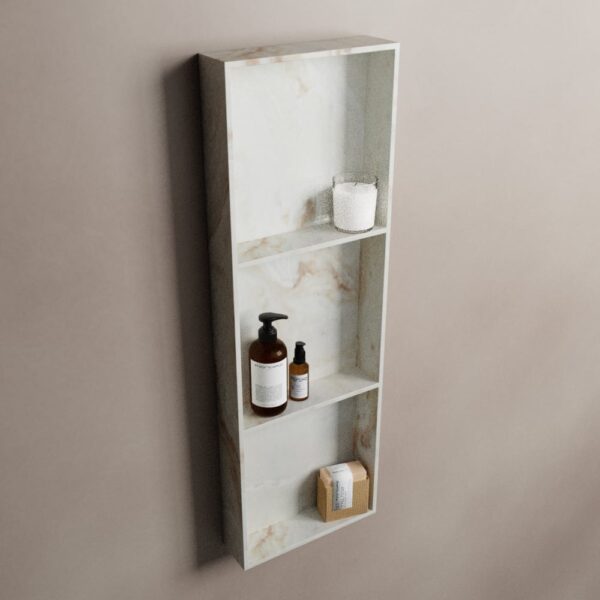 MONDIAZ EASY Nis 89,5x29,5cm in solid surface kleur Frappe. 3 vakken geschikt voor in- of opbouw