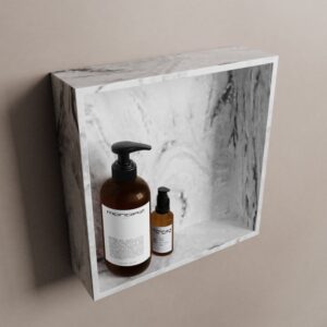 MONDIAZ EASY Nis 29,5x29,5cm in solid surface kleur Glace. 1 vak geschikt voor in- of opbouw
