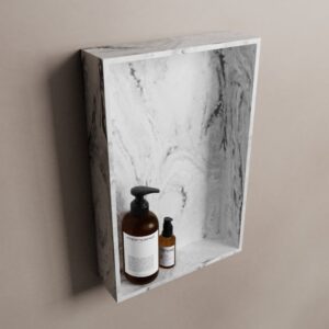 MONDIAZ EASY Nis 44,5x29,5cm in solid surface kleur Glace. 1 vak geschikt voor in- of opbouw