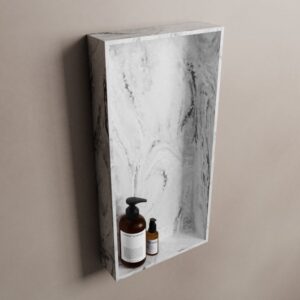 MONDIAZ EASY Nis 59,5x29,5cm in solid surface kleur Glace. 1 vak geschikt voor in- of opbouw