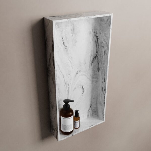 MONDIAZ EASY Nis 59,5x29,5cm in solid surface kleur Glace. 1 vak geschikt voor in- of opbouw