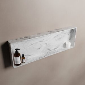 MONDIAZ EASY Nis 89,5x29,5cm in solid surface kleur Glace. 1 vak geschikt voor in- of opbouw