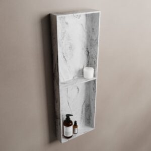 MONDIAZ EASY Nis 59,5x29,5cm in solid surface kleur Glace. 3 vakken geschikt voor in- of opbouw