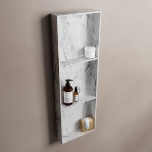 MONDIAZ EASY Nis 89,5x29,5cm in solid surface kleur Glace. 3 vakken geschikt voor in- of opbouw