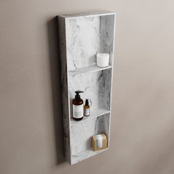 MONDIAZ EASY Nis 89,5x29,5cm in solid surface kleur Glace. 3 vakken geschikt voor in- of opbouw