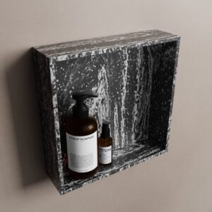 MONDIAZ EASY Nis 29,5x29,5cm in solid surface kleur Lava. 1 vak geschikt voor in- of opbouw